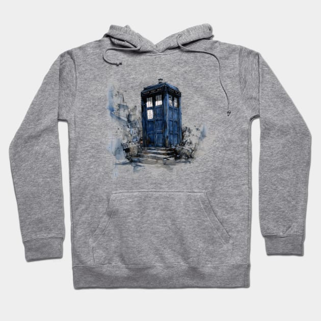 Tardis - Watercolor Painting Sketch Hoodie by DesignedbyWizards